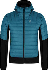 Montura - PEAK HYBRID HOODED JACKET — STEEL BLUE/SUNNY LIME — Vista frontale 1