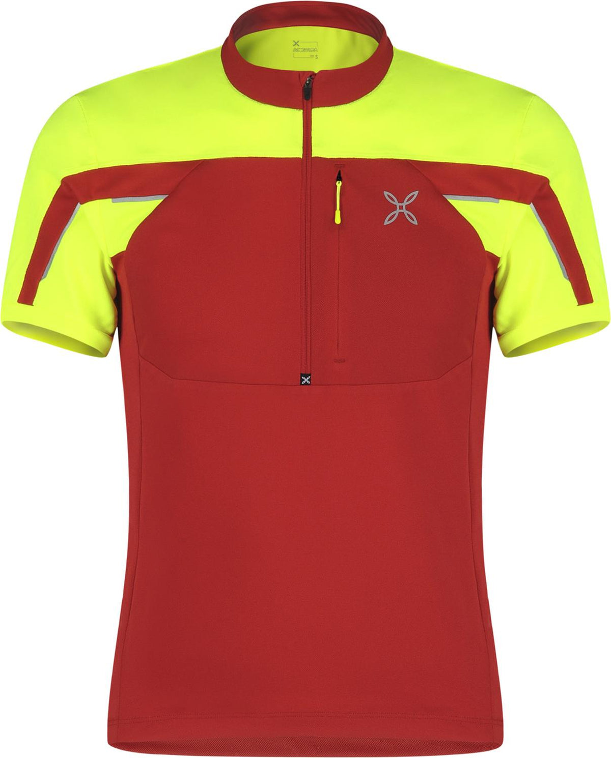 Montura - HIGH ZIP 2 T-SHIRT — ROSSO/GIALLO FLUO — Vista frontale 1