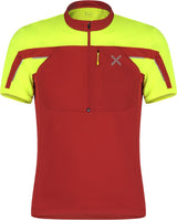 Montura - HIGH ZIP 2 T-SHIRT — ROSSO/GIALLO FLUO — Vista frontale 1