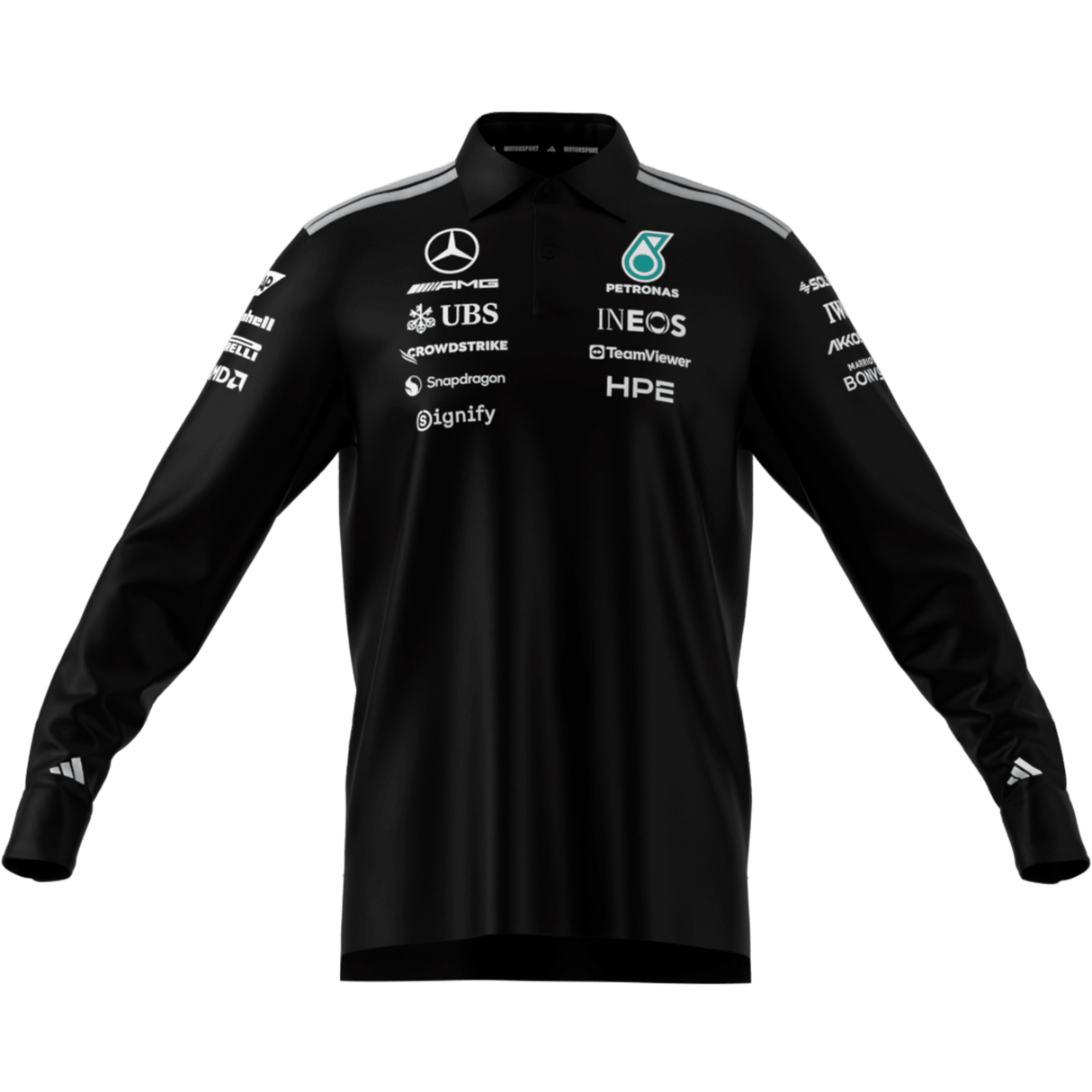 ADIDAS - Mercedes - Amg Petronas Formula 1 Team Engineers Polo Longsleeve - Uomo - Black - image 7