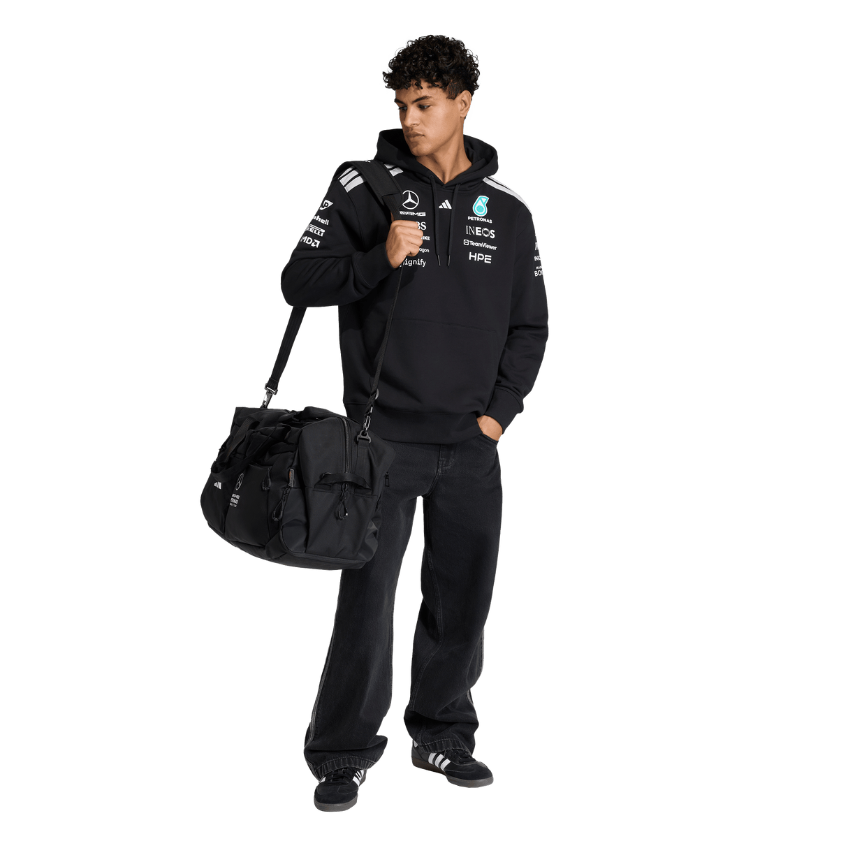 ADIDAS - Felpa Con Cappuccio Mercedes-Amg Petronas Formula 1 Team Driver - Uomo - Black - image 4