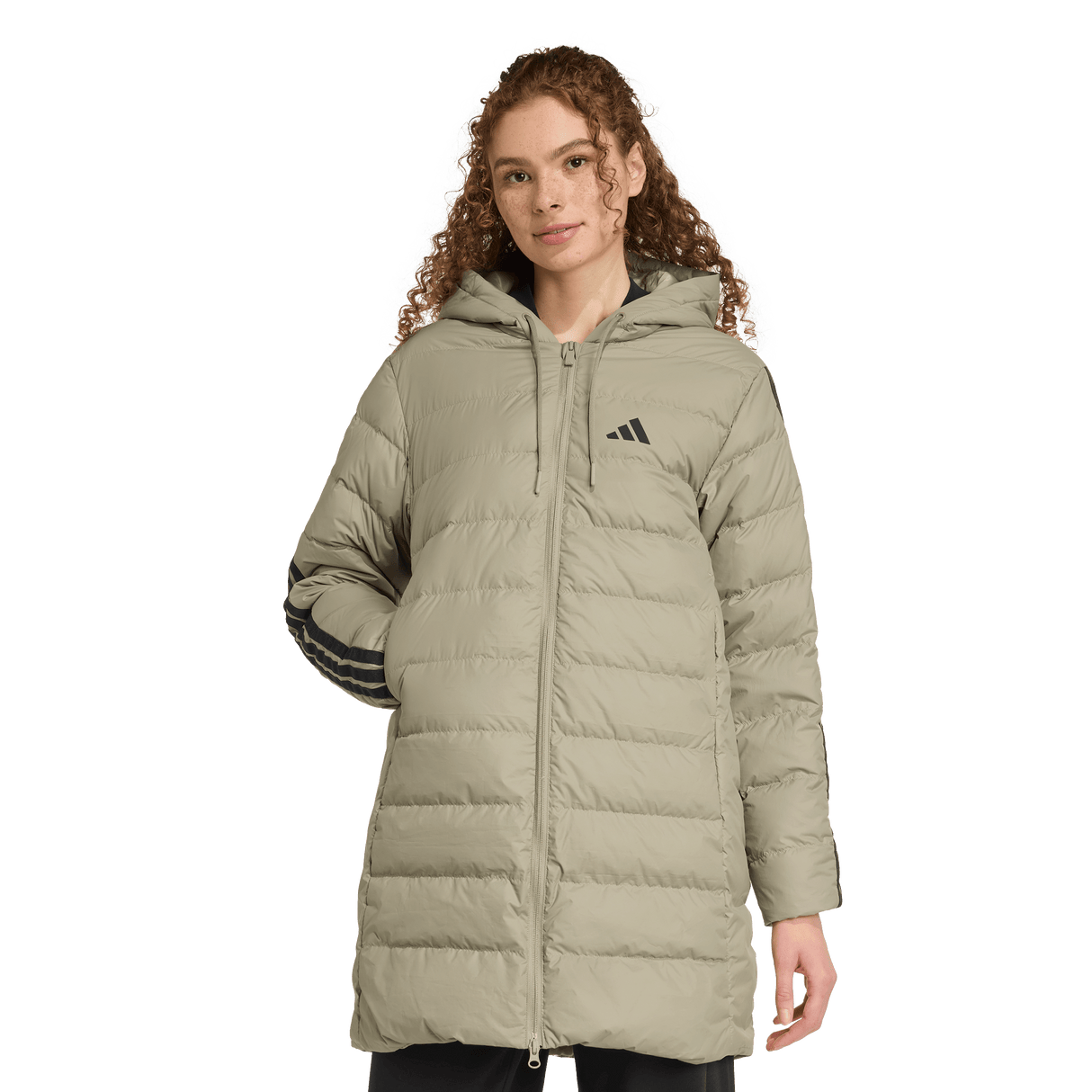ADIDAS - Parka Imbottito Leggero Con Cappuccio Tecnologia CLIMAWARM E 3 Strisce Essentials. - Donna - Green - image 2