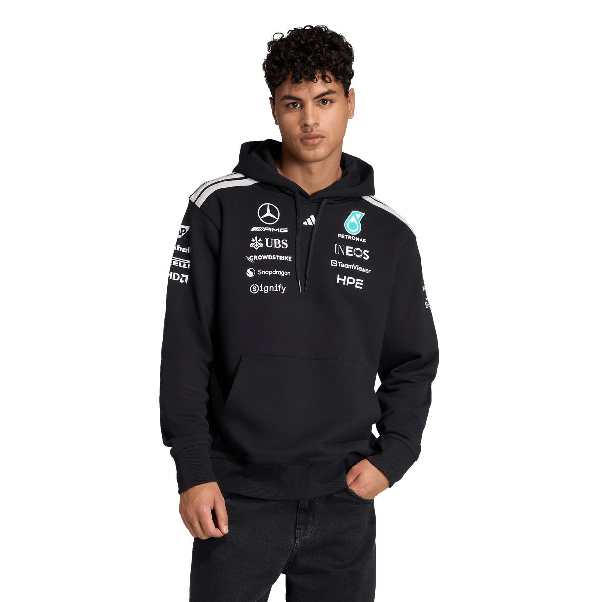 ADIDAS - Felpa Con Cappuccio Mercedes-Amg Petronas Formula 1 Team Driver - Uomo - Black - image 5