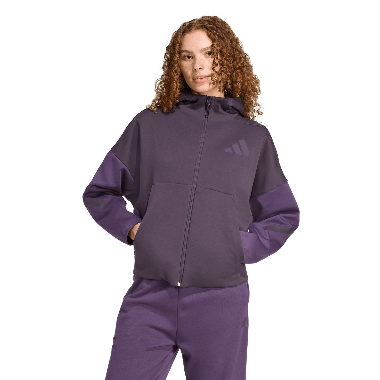 ADIDAS - Z.N.E. Adidas Felpa Con Cappuccio E Zip Integrale - Donna - Purple - image 2