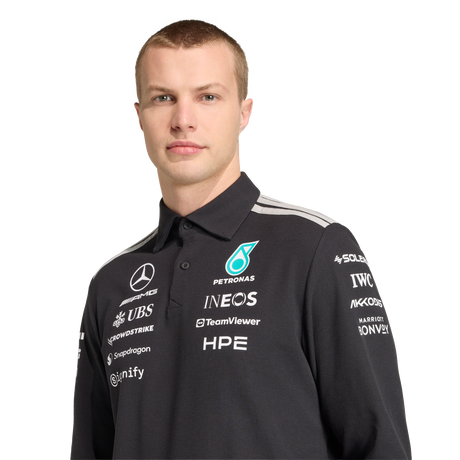 ADIDAS - Mercedes - Amg Petronas Formula 1 Team Engineers Polo Longsleeve - Uomo - Black - image 5