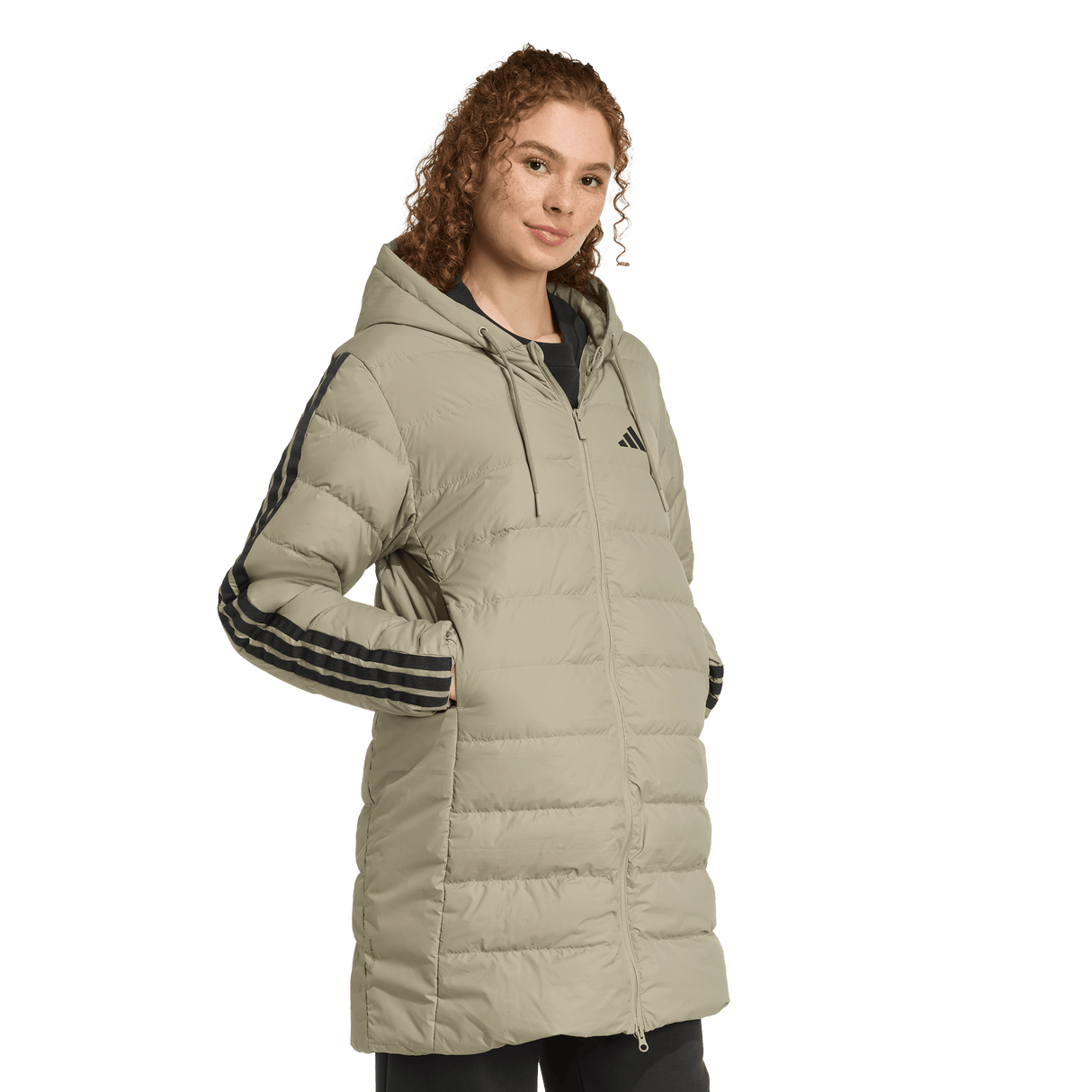 ADIDAS - Parka Imbottito Leggero Con Cappuccio Tecnologia CLIMAWARM E 3 Strisce Essentials. - Donna - Green - image 4