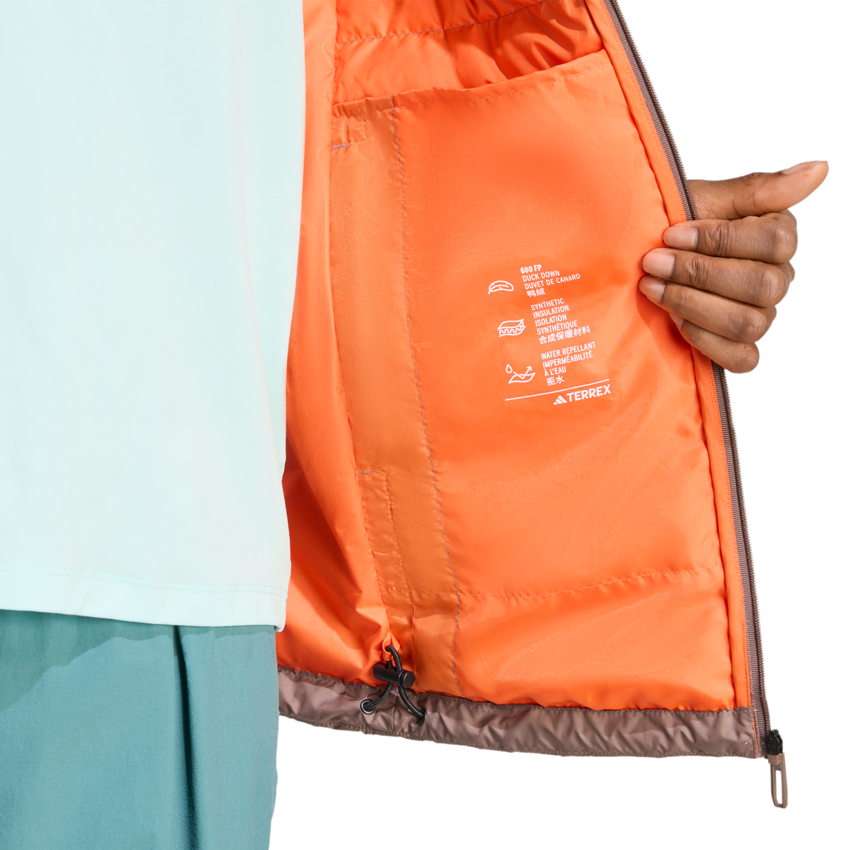 ADIDAS - Giacca TERREX Multi Light Down CLIMAWARM Hooded - Donna - Brown - image 6