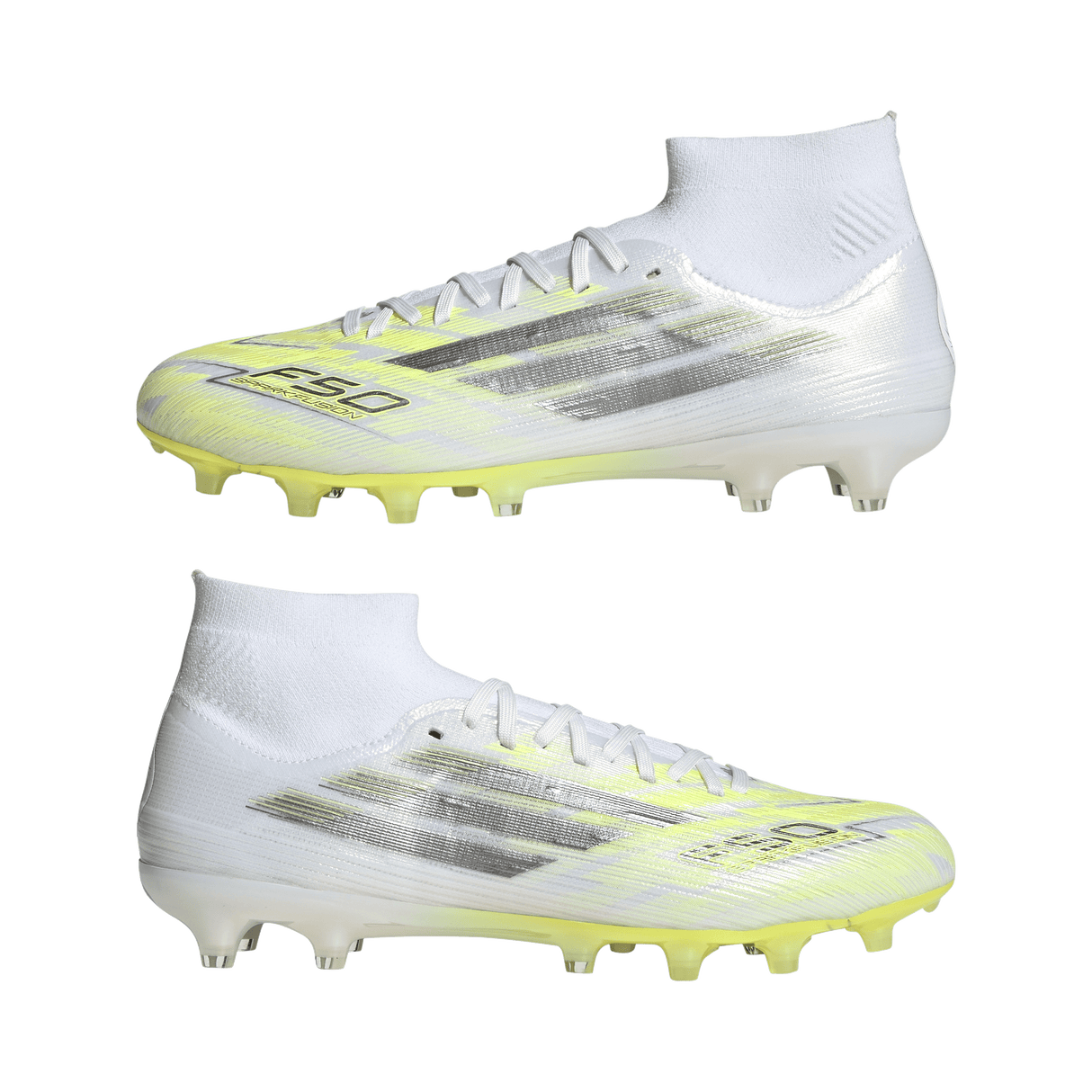 ADIDAS - Scarpe Da Calcio Per Terreni Naturali Compatti/Superfici In Erba Artificiale F50 Sparkfusion Pro Mid Cut - Donna - White - image 9