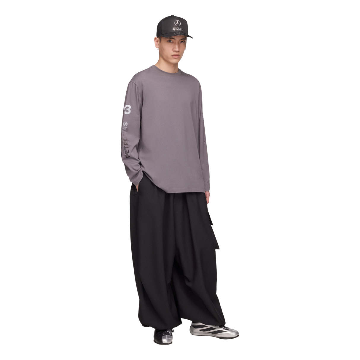 ADIDAS - Y-3 Mercedes - Amg Petronas Formula 1 Team Chaos Logo Long Sleeve Tee - Grey - image 5