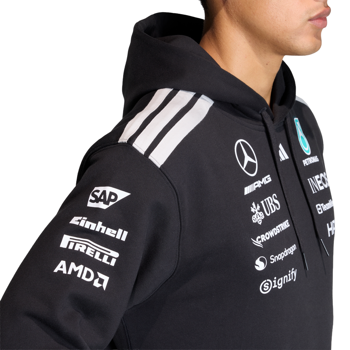 ADIDAS - Felpa Con Cappuccio Mercedes-Amg Petronas Formula 1 Team Driver - Uomo - Black - image 5