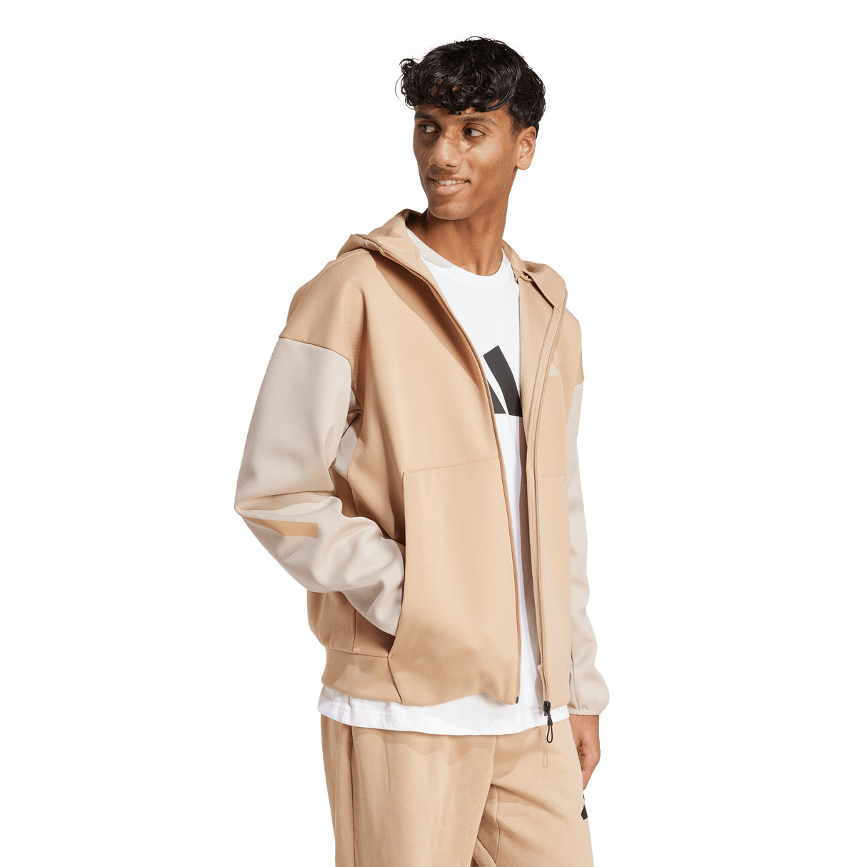 ADIDAS - Z.N.E. Adidas Felpa Con Cappuccio E Zip Integrale - Uomo - Brown - image 4