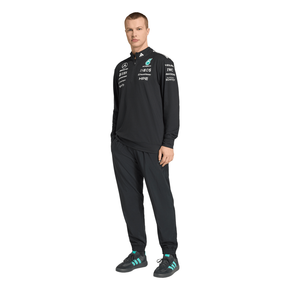 ADIDAS - Felpa Mercedes - Amg Petronas Formula 1 Team Engineers Quarter Zip - Uomo - Black - image 5