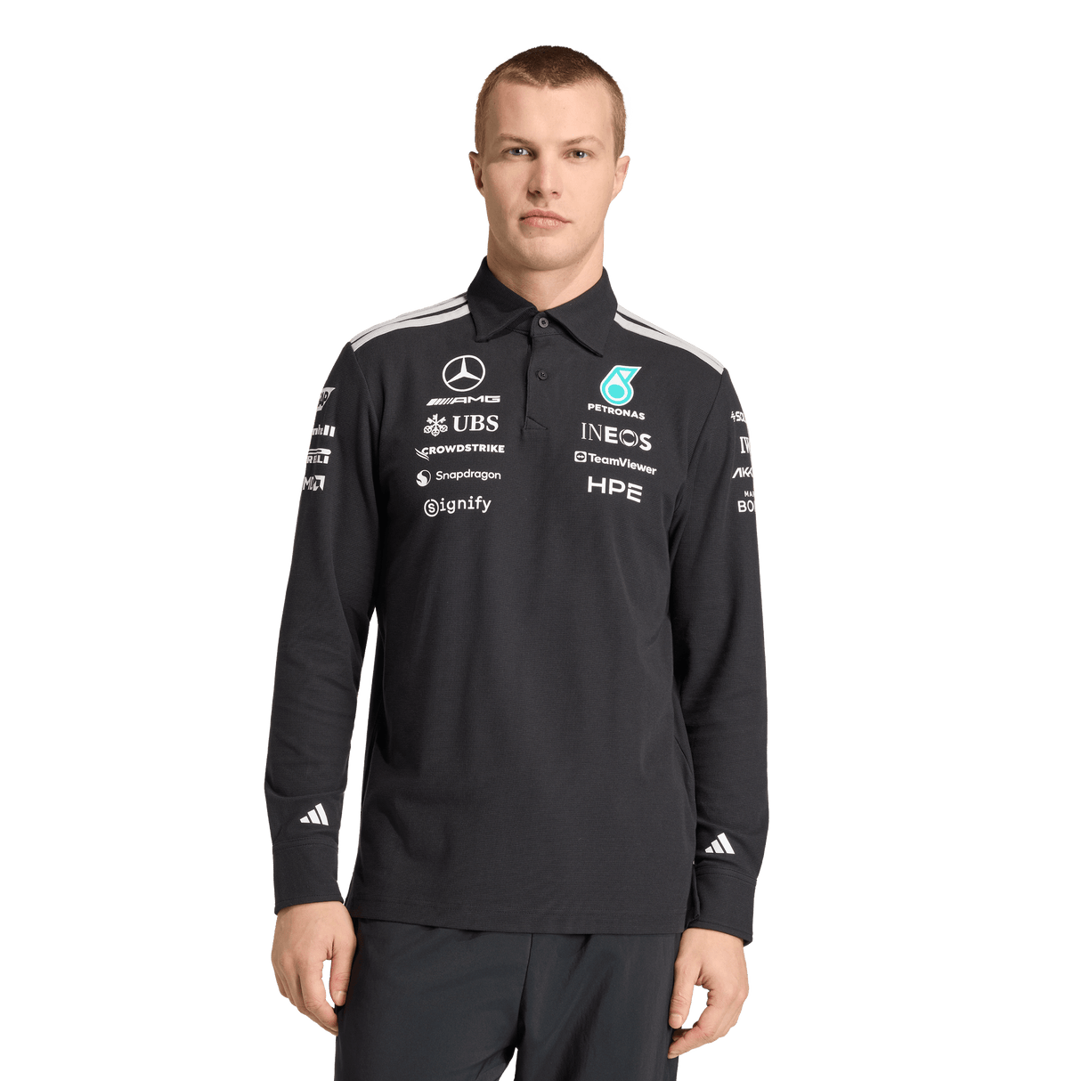 ADIDAS - Mercedes - Amg Petronas Formula 1 Team Engineers Polo Longsleeve - Uomo - Black - image 2