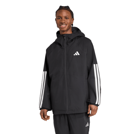 ADIDAS - Essentials CLIMAPROOF 3 Stripes Hooded Jackets - Uomo - Black - image 2