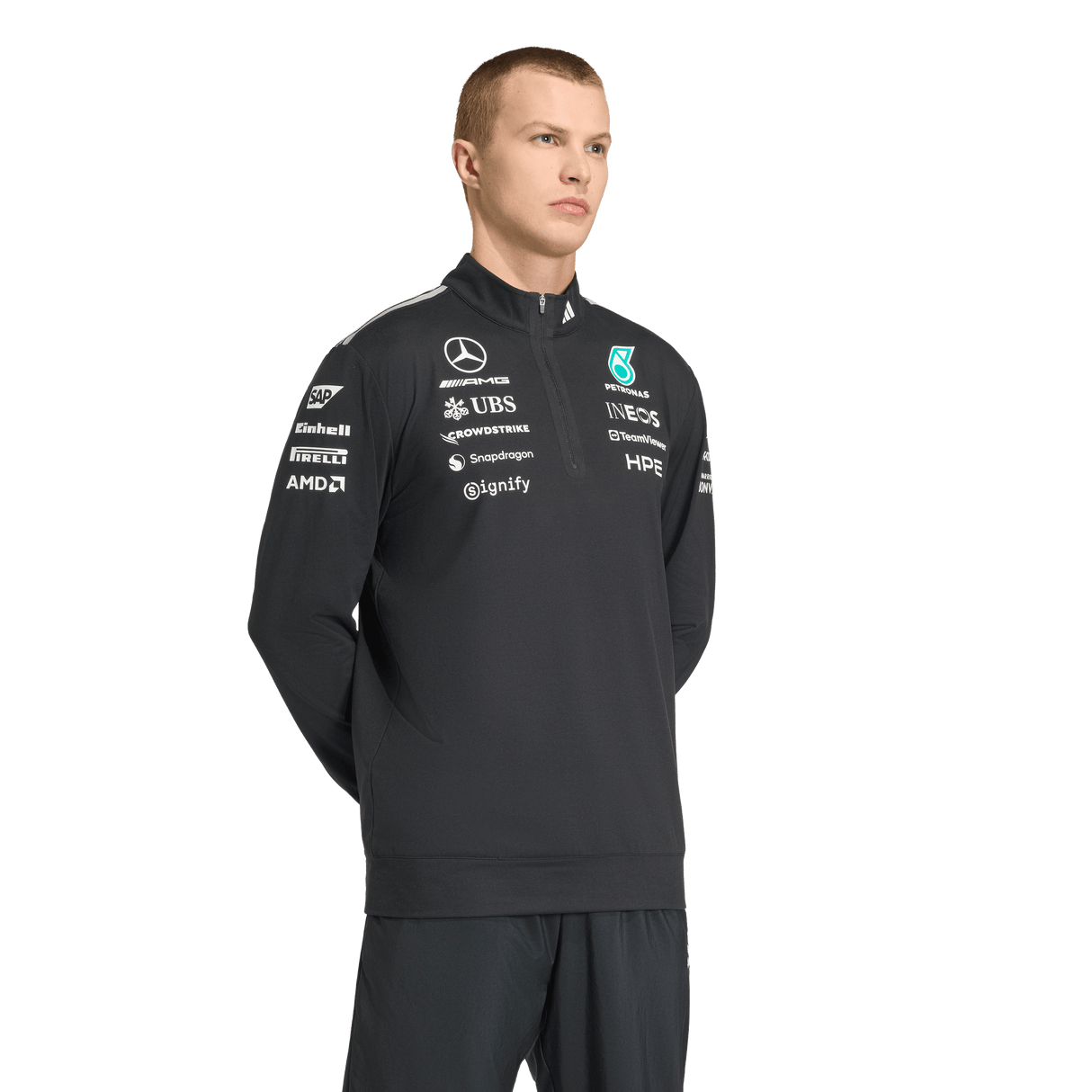 ADIDAS - Felpa Mercedes - Amg Petronas Formula 1 Team Engineers Quarter Zip - Uomo - Black - image 4