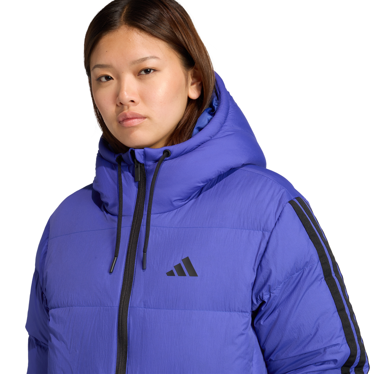 ADIDAS - Giacca Con Cappuccio In Piuma Essentials CLIMAWARM 3 Strisce - Donna - Blue - image 5