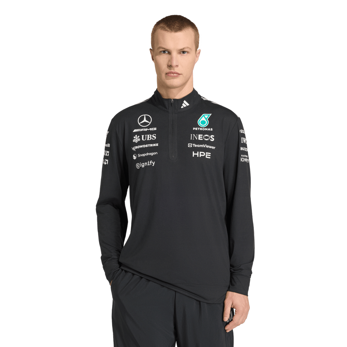 ADIDAS - Felpa Mercedes - Amg Petronas Formula 1 Team Engineers Quarter Zip - Uomo - Black - image 2