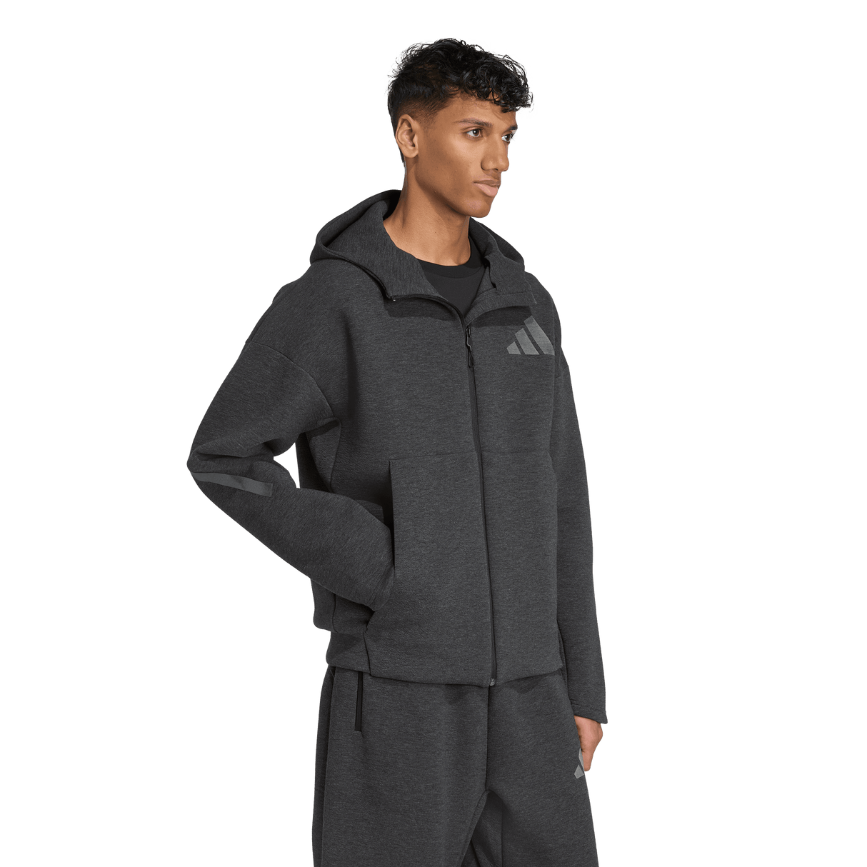 ADIDAS - Z.N.E. Adidas Felpa Con Cappuccio Premium A Zip Intera - Uomo - Black - image 4