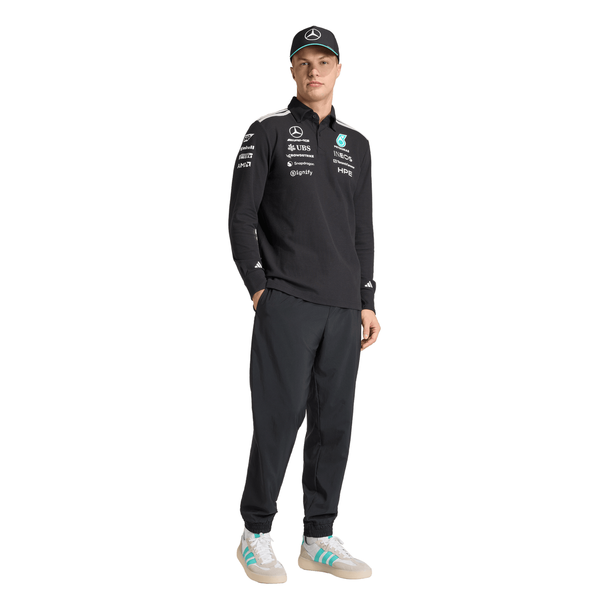 ADIDAS - Mercedes - Amg Petronas Formula 1 Team Engineers Polo Longsleeve - Uomo - Black - image 4